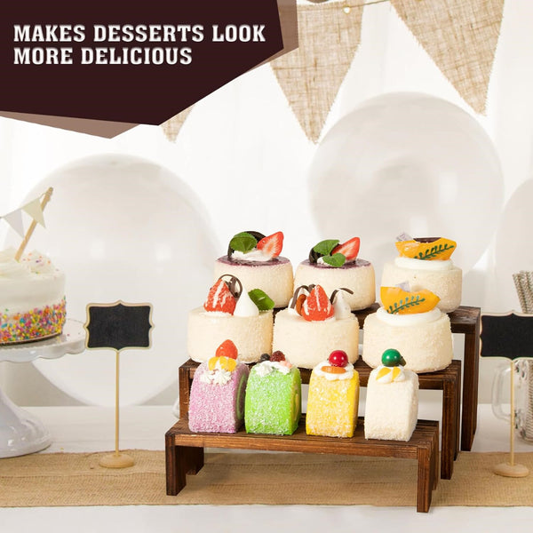 3 Tier Wooden Display Riser Cupcake Perfume Organizer Stand