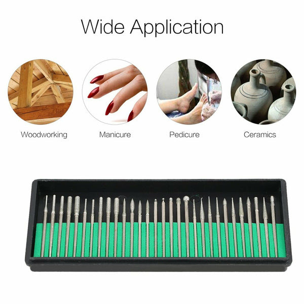Diamond Burr Bits – 30pc Rotary Tool Engraving Set