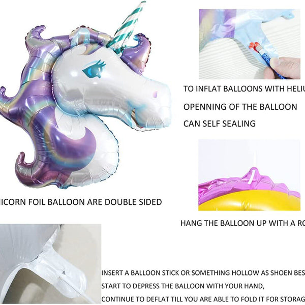 2pcs Unicorn Large Purple Foil Helium Balloon Children Birthday Party Decor AU