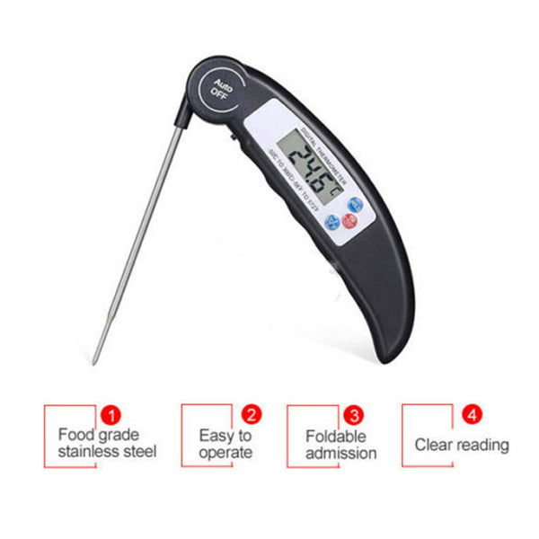 2PCS Foldable Digital Food Thermometer BBQ Meat Cooking Kitchen Temperature Probe