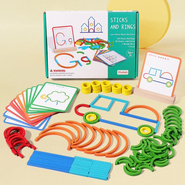 Montessori Wooden Sticks Puzzle Wooden Game Toys Toy for Children Xmas Gifts