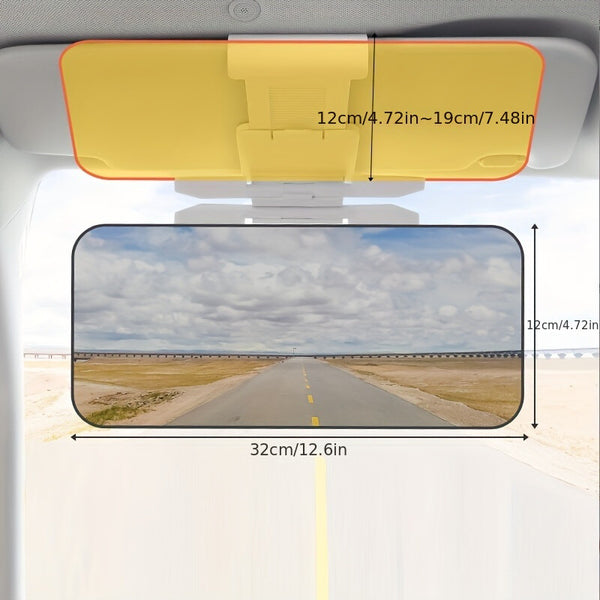 2-in-1 Car Anti-Glare Visor Day Night Driving Sun Shade Universal Clip-On Visor