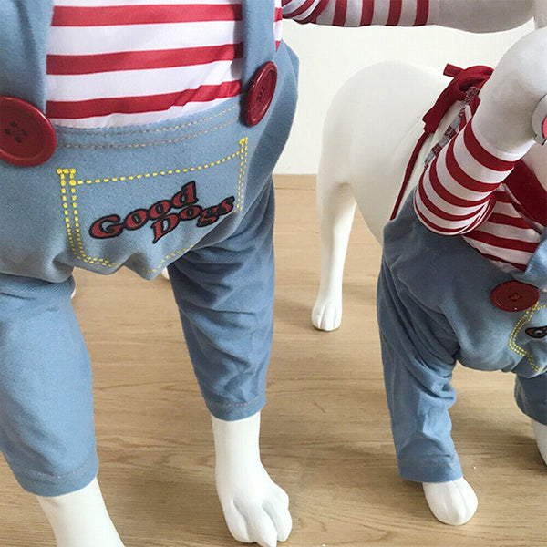Halloween Pet Dog Cat Fancy Costume Chucky Cosplay Poppy Dress Clothes Jumpsuits