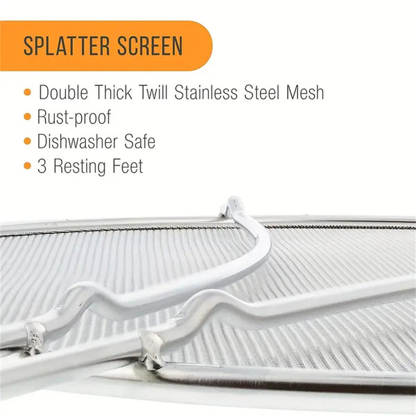 2PCS Stainless Steel Splatter Screen Oil Splash Guard Frying Pan Cover