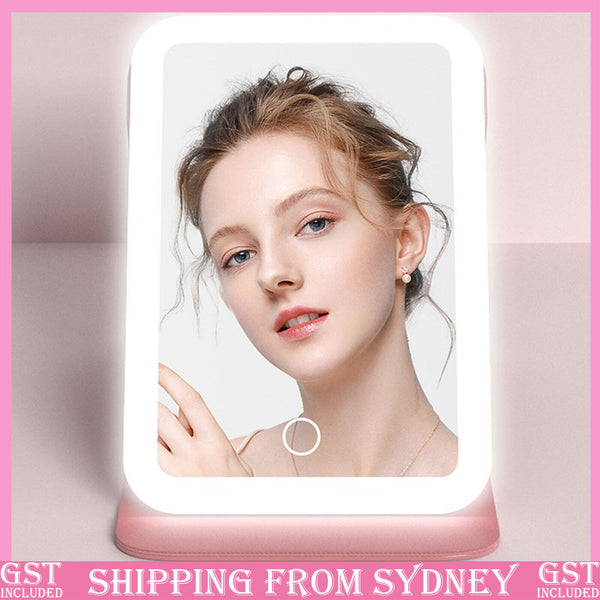 Rechargeable LED Light Cosmetic Makeup Mirror USB Touch Screen Home Desk Vanity