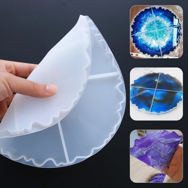 Coaster Resin Casting Mold Silicone Jewelry Agate Making Tray Mould Craft