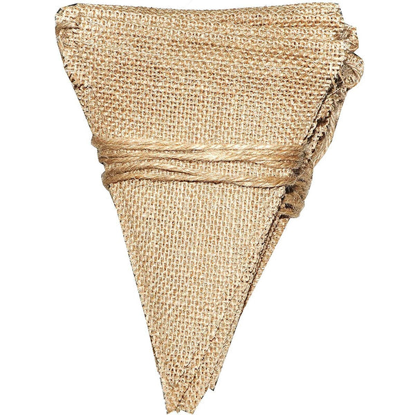 2pcs Rustic Hessian Bunting Banner | Jute Triangle Flags for Wedding Party Garden Decor