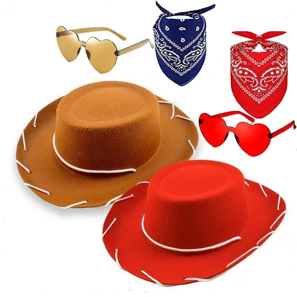 Toy Story costume kids cowboy hat bandana and heart glasses sets for Book Week