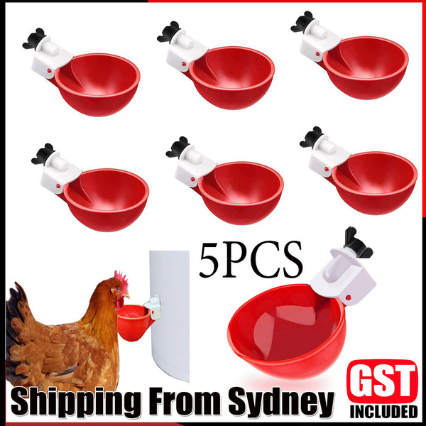 5PCS Automatic Chicken Water Cup Waterer Poultry Drinker Feeder Drinking Bowl