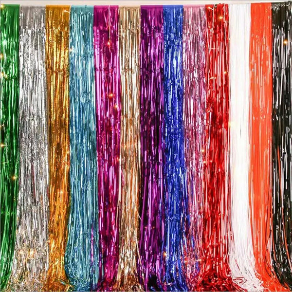 1M Tinsel Curtain Foil Metallic Fringe Backdrop Party Door Decorations Event AU