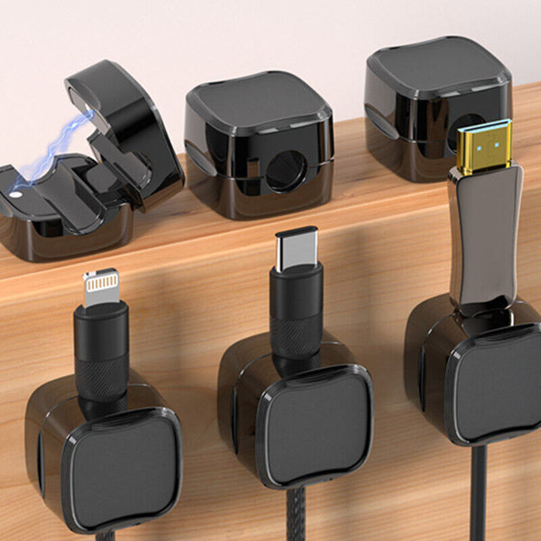 6Pcs Magnetic Cable Wire Clips Tidy Cord Lead Organiser USB Charger Cable Holder
