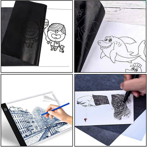 100 Sheets Carbon Paper Transfer Copy Graphite Tracing A4 Wood Canvas Art Black