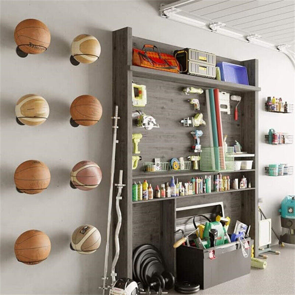 2/4X Iron Wall Mount Sports Ball Rack Display Ball Holder for Basketball Soccer