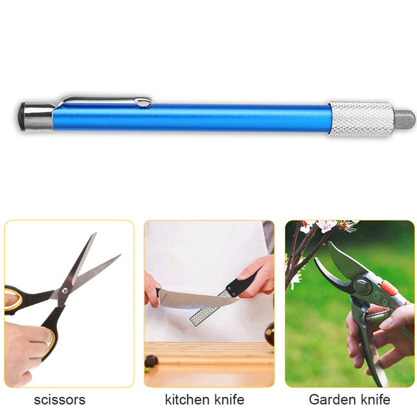2PCS Diamond Grit Sharpener Pen File Knife Fishing Hook Hunting Camping Pocket