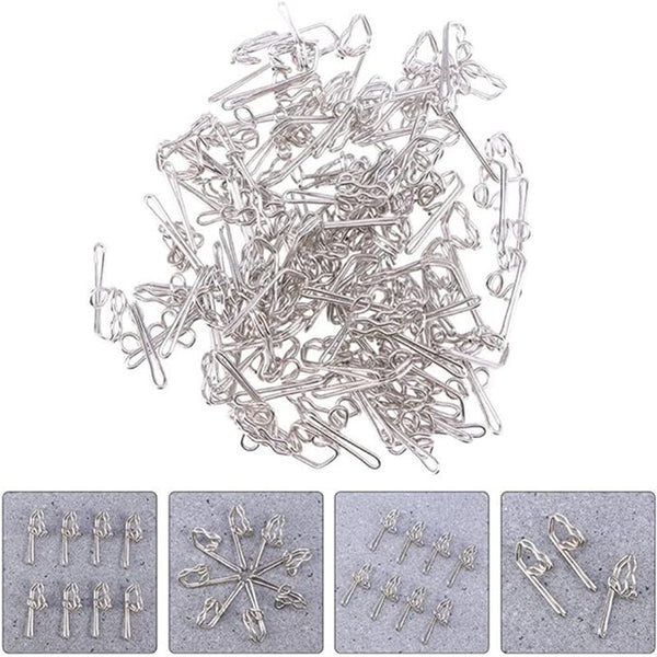 Pencil Pleat Curtain Hooks - Metal Gathering Hooks 28mm, Silver