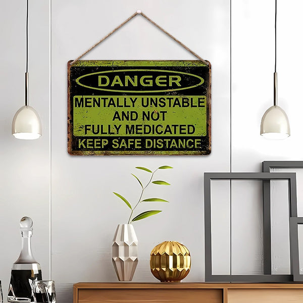 2pcs Wooden Wall Sign Plaques 30x18cm | Funny Keep Safe Distance Vintage Wall Decor