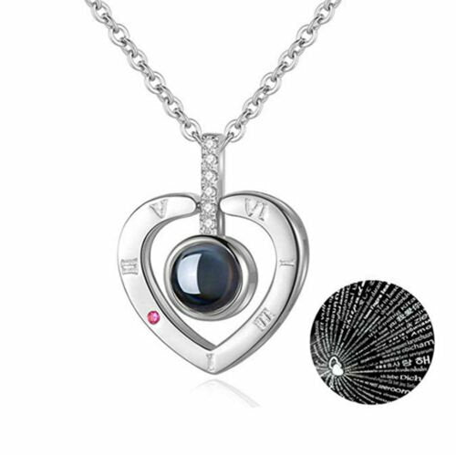 2pcs I LOVE YOU in 100 languages Pendant Necklace For Memory of LOVE Xmas Gift
