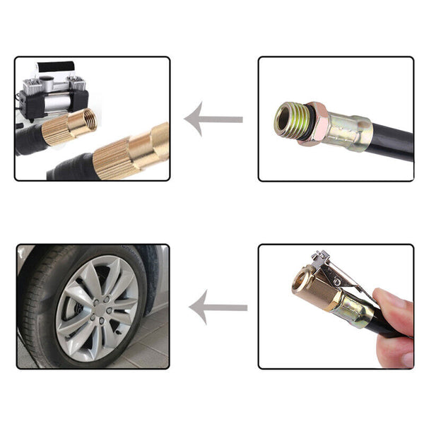 37cm Air Tyre Tire Chuck Inflator Hose Flexible For Motorcycle Bike Car AU