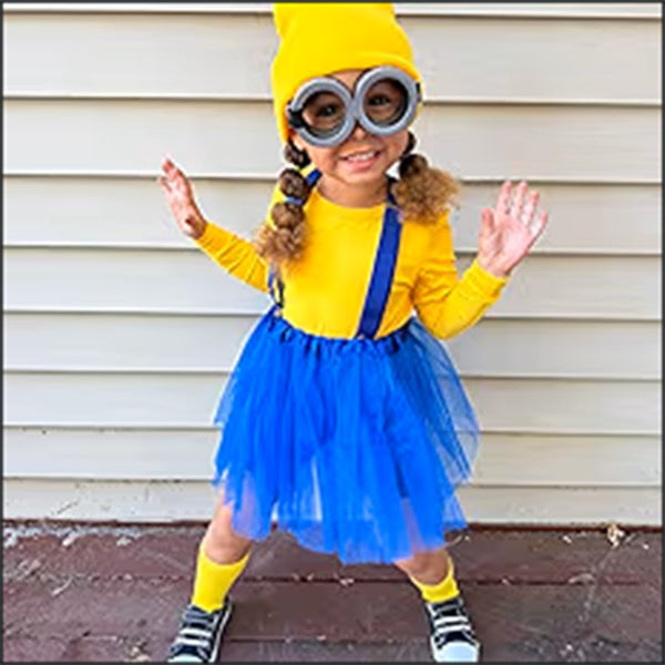 Minions Cosplay Costume Adults Kids Fancy Dress Beanie Glove Glasses Halloween