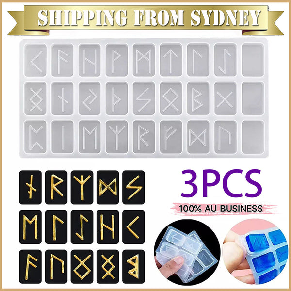 3 pcs Runes Symbol Silicone Pendant Making Mold Resin Epoxy Casting Mould DIY AU