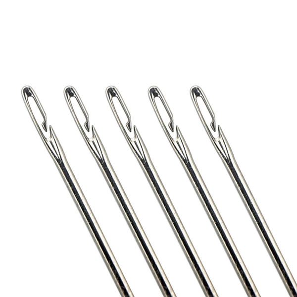24X Stainless Steel Self-threading Needles Opening Sewing Darning Needles New AU