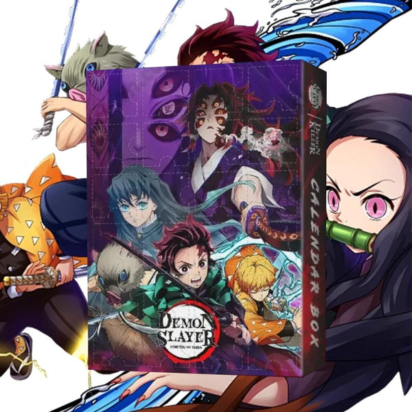 Christmas Advent Calendar 24 Days Blind Box 2D Demon Slayer Anime Cartoon Figure