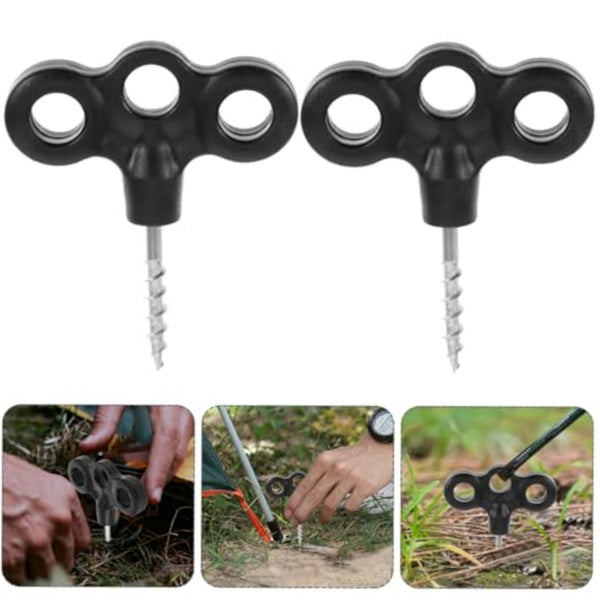 8pcs Screw Tent Stakes Black for Camping Hiking Backpacking Canopy Outdoor AUS