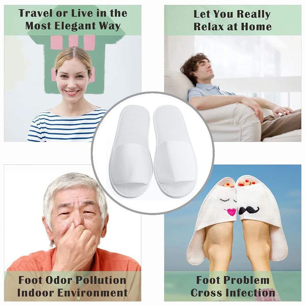 40 pairs SPA Hotel Guest Slippers Towelling Open Toe Disposable Shoes Household