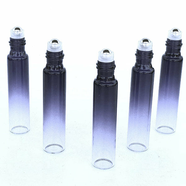 UP 200Pcs 10ml Thick Gradient Glass Roll On Bottles Steel Roller Essential Oil A