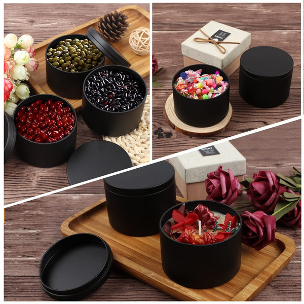 12pcs Candle Tin Making Kit 4oz | Empty Candle Containers with Lids, Stickers & Wick Trimmer