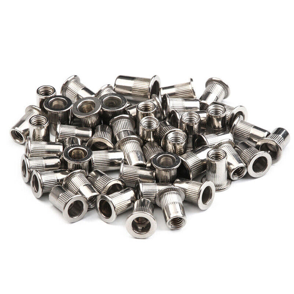 50x M6 Thread Carbon Steel Flat Head Rivet Nut Rivnut-Insert Nutsert AU