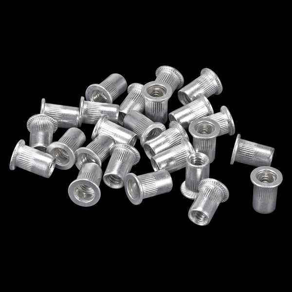 100pcs M6 Thread Carbon  Steel  Flat Head Rivet Nut Rivnut-Insert Nutsert AU