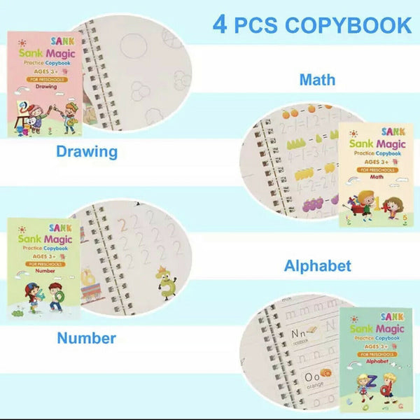 4 Kids Magic Handwriting Copybook Reused Groove Practice Calligraphy Book Number