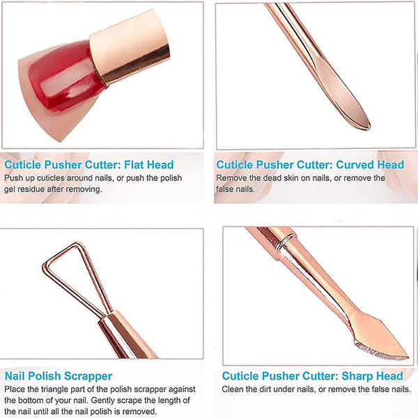 3pcs Cuticle Peeler Scraper Remove Gel Nail Polish and Pusher Spoon Nail Cleaner