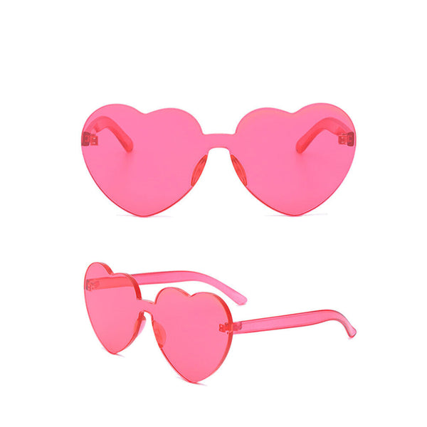 Love Heart Shape Sunglasses Party Clear Lens Rimless Festival Glasses Dress