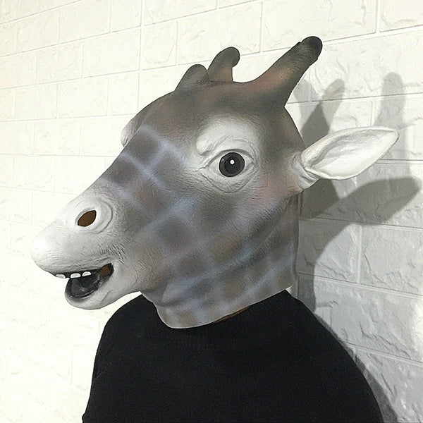 Latex Animal Giraffe Head Mask Costume Halloween Head Mask Costume Fancy Dress A