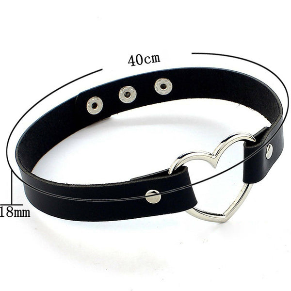 5x Punk Gothic Leather Love Heart Choker Collar Buckle Necklace Teens Stunning