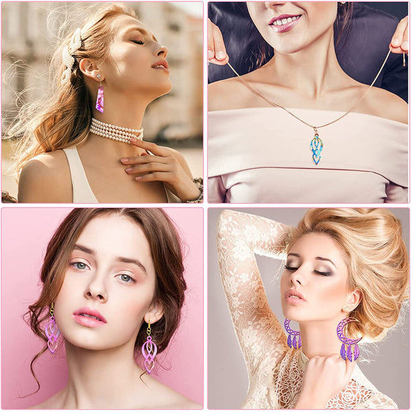 190Pcs Silicone Dream Catcher Feather Earring Resin Mold Jewelry Pendant Mould