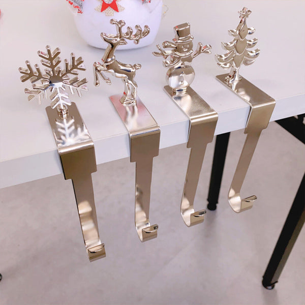 4 Pcs Christmas Stocking Hanger Fireplace Clip Metal Holder Hooks Xmas Tools AU