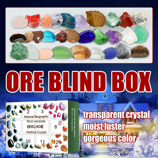 Christmas Advent Calendar Xmas Blind Box Rock Ore Mineral Fossil Stone Kit