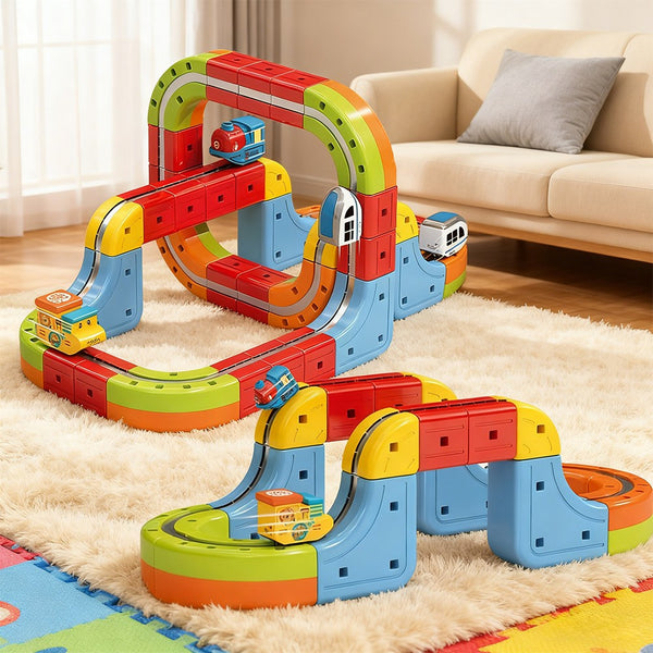 Electric Train Set Flexible Magnetic Car Kids Gift Xmas Race Track Building Toy