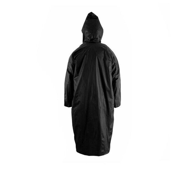 Waterproof EVA Raincoat Long Hooded Rain Jacket Unisex Outdoor Rainwear Black