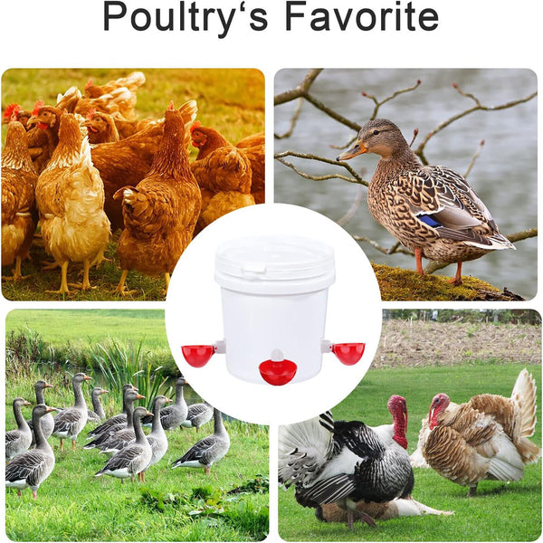 5PCS Automatic Chicken Water Cup Waterer Poultry Drinker Feeder Drinking Bowl