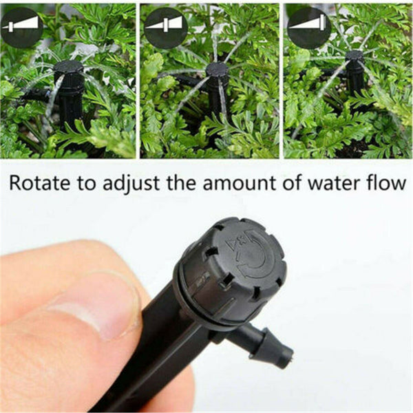 200pcs Adjustable Water Flow Irrigation Drippers on Stake Emitter Drip System