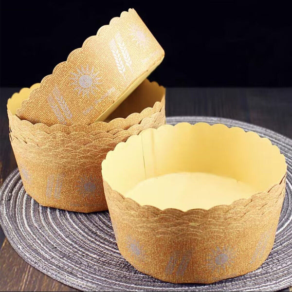 100PCS  High Temperature Kraft Paper Bread Cupcake Holder Resistant Paper Cup