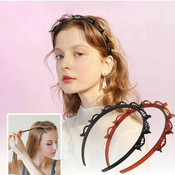 2 Pcs Double Bangs Hairstyle Hairpin Headband Braided Women Headband Hair Tool