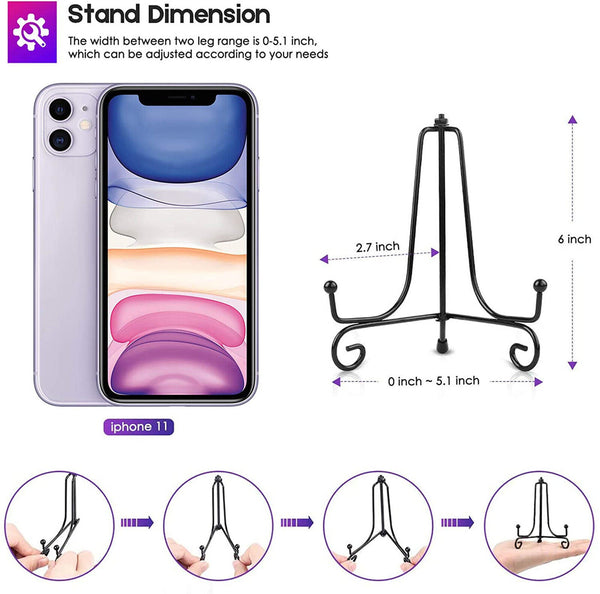 Plate Stands Iron Display Easel Photo Picture Bowl Dish Book Holder Frame Black