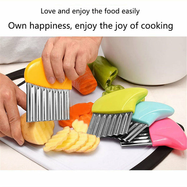 2x Stainless Steel Crinkle Cutter Wavy Vegetable Potato Chip Slicer Knife Blade