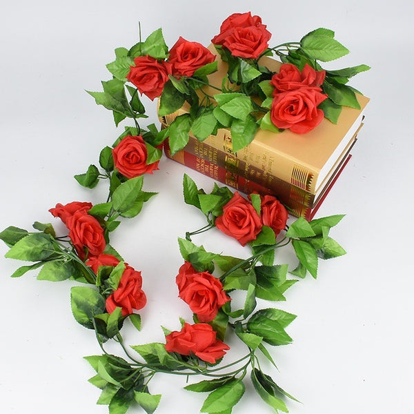 5pcs 2.4M Artificial Rose Garland Vine | Silk Hanging Flower Ivy for Wedding & Party Decor