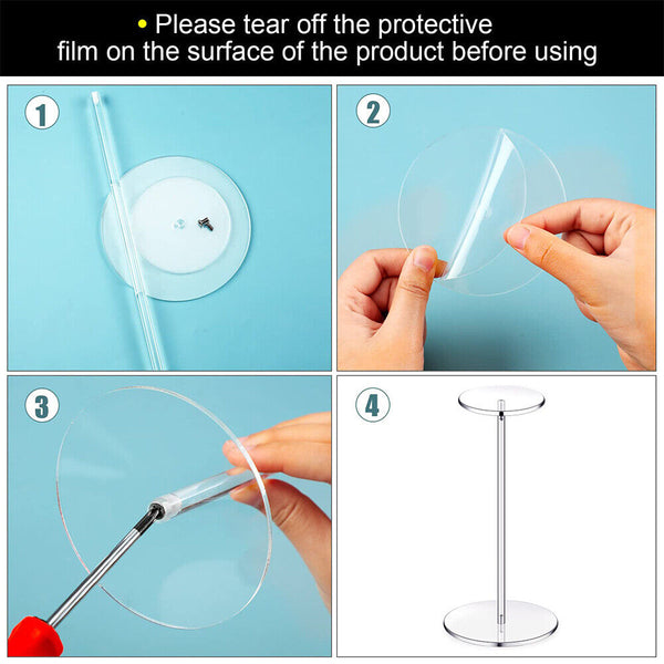 2PCS Acrylic Hat Pedestal Stand Wig Display Holder Storage Rack Caps Organizer